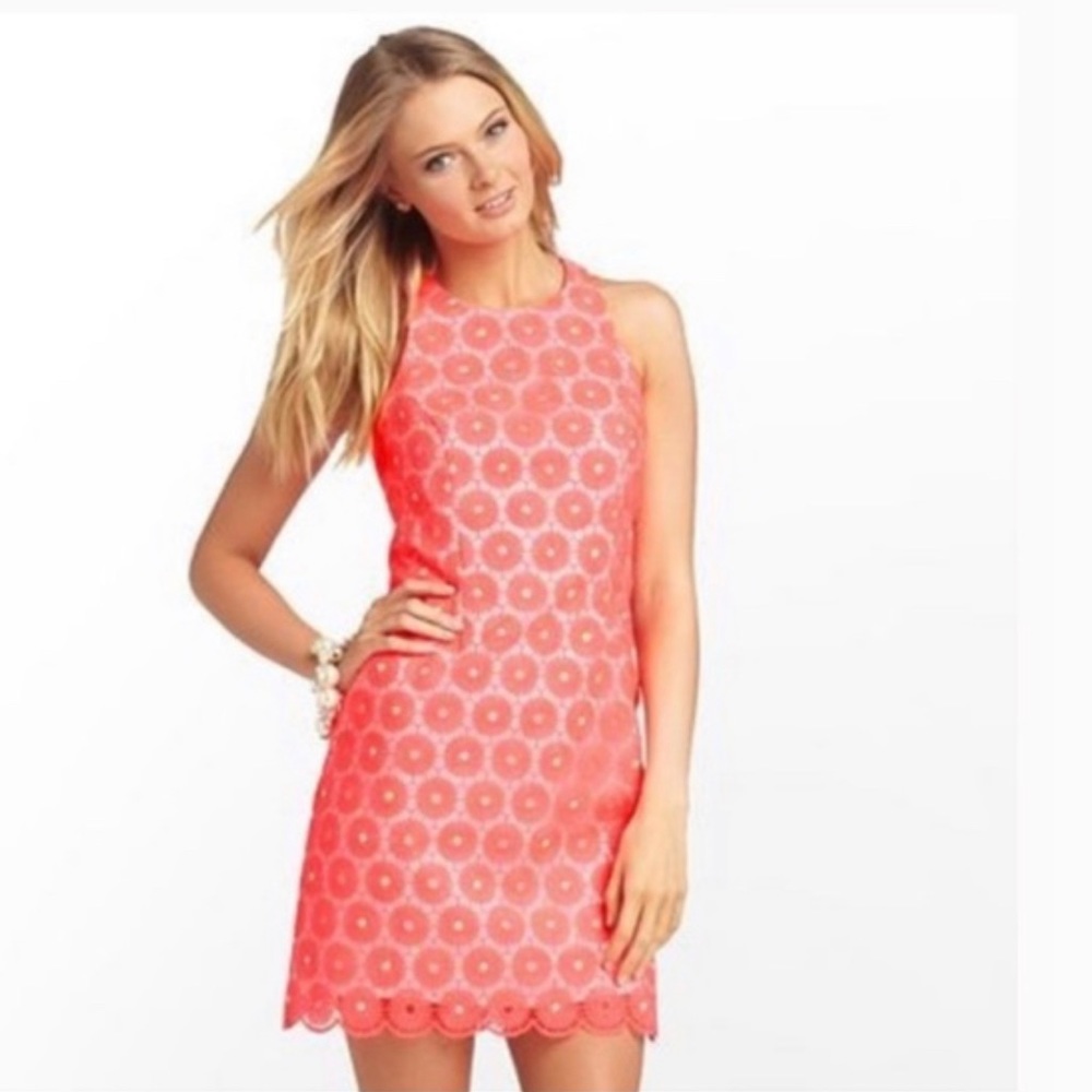 Lilly Pulitzer Pinwheel Pearl Shift Dress in Fiesta Pink